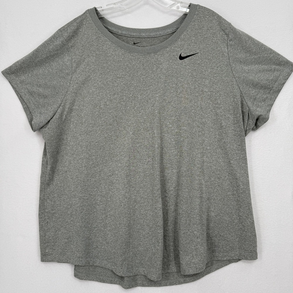 Nike Tee Shirt Women 2X Gray Dri-FIT Short Sleeve Activewear CJ2582-063